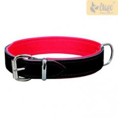 halsband exclusive leder zwart/rood - 25 x 45 mm